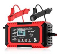 Cargador de batería 8A, Cargador de Batería de Coche Inteligente Completamente Automático LiFePO4 12V 8A, Mantenedor de Batería Portátil con 4 Modos Coche para Moto,Camión,AGM, Gel, SLA
