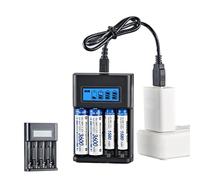 Cargador de batería AA AAA de 4 bahías - Cargador de Alta Velocidad con Pantalla LCD Inteligente para baterías Recargables Nimh AA/AAA de 1,2 V y más 1,2 V y más