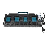 Cargador de batería de 4 Puertos Compatible con Makita, 2 Puertos USB, Carga rápida para baterías de Litio de 14,4 V a 18 V, indicador LED, Montaje en Pared con Cubierta Antipolvo