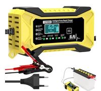 Cargador de Batería de Coche - 12V Cargador de Batería Arrancador para Automóvil,Suministros Automotrices con Pantalla LCD y Compensación de Temperatura para Camión Golf Exterior e Industrial