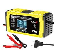 Cargador de Batería de Coche 15 A, 12 V/24 V, con Modo de Reparación y Carga de Mantenimiento, Pantalla LCD, Camión, Moto, Barco, Compatible con Baterías para Auto Moto Camión AGM LiFePO4 Gel SLA