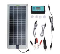 Cargador De Batería De Coche 30W 12V - Panel De Carga De Energía Solar, Kit De Soporte Portátil | Unidad Solar Plug-in para Automoción, Carga De Rotación Con Clips Y B