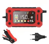 Cargador de batería de Coche de 12 V y 15 A - Cargador automático Inteligente - Mantenedor de batería de Carga Lenta for Coches, Camiones, Motocicletas, cortacéspedes y Barcos(EU Plug)
