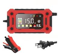 Cargador de batería de Coche de 12 V y 15 A - Cargador automático Inteligente - Mantenedor de batería de Carga Lenta for Coches, Camiones, Motocicletas, cortacéspedes y Barcos(US Plug)
