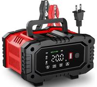 Cargador de batería de coche de 20 amperios, 12 V/20 A y 24 V/10 A LiFePO4, plomo ácido (AGM/Gel/SLA) cargador automático inteligente de trucos, desulfador, carga rápida de 300 W para automóvil,