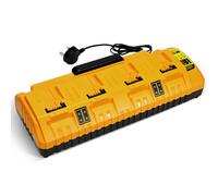 Cargador de batería de cuatro puertos para baterías de litio DEWALT de 12 V/20 V, puertos USB duales, indicador LED inteligente, protección contra sobrecalentamiento/sobrecarga, diseño de montaje en