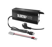 Cargador de Batería de Litio de 12V 20A, Cargador de Batería LiFePO4 de 14.6V de Alta Potencia con Carcasa de Aluminio Premium - Activación de 0V,