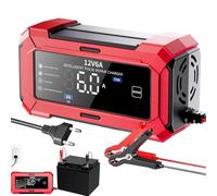 Cargador de batería de vehículo - Cargador de batería inteligente para coche 12 V | Apagado automático y mantenimiento para automóviles, camiones, caravanas y cuidados de viaje