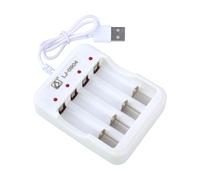 Cargador de batería inteligente de 4 ranuras con mayor eficiencia de carga USB NiCd-NiMH, cargador inteligente de batería con protección de seguridad