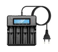 Cargador de batería LCD pantalla LCD, cargador de batería de iones de litio inteligente cargador de batería multifuncional cuatro ranuras compatible con una variedad de 3,7 V 26650/18650/14500/16340