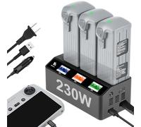 Cargador de batería multifunción LCD de 230 W para dron DJI Mavic 4 Pro | Hub de carga rápida paralelo, carga simultánea 3 baterías