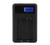 Cargador de batería para cámara EN-EL23 con pantalla LCD de carga y ranura de carga única, color negro.