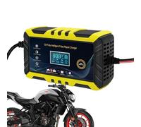 Cargador de batería para motocicleta, Cargador de batería inteligente | Cargador de Batería Automático de 12V con Función de Reparación y Pantalla LCD - Mantenedor de batería para automóvil, motocicle