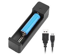 Cargador de batería, PC Negro Adaptador de Cargador de batería USB de una Sola Ranura Universal Carga Inteligente LED para celda de Iones de Litio 18650 26650 14500, etc.
