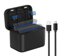 Cargador de batería rápido para batería Insta360 X4, estación de carga rápida de 2 canales con cable de alimentación USB y ranuras para tarjetas SD Misro