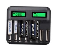 Cargador de batería recargable USB para 8 baterías AAA, ranura de soporte universal, 40P39OQC7N11MG6GN4