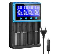 Cargador de batería Universal, Cargador de batería 18650 con 4 Compartimentos, LCD Smart Carga Rápida Cargador de Batería para NI-MH NI-CD AA AAA Li-Ion LiFePO4 IMR 10440 14500 16340 18650 RCR123