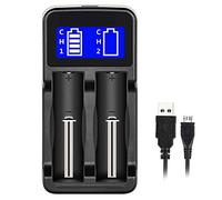 Cargador de batería Universal LCD, USB Cargador de Batería de Doble Ranur Universal Inteligente portátil de Viaje, 18650 18490 18350 17670 17500 16340 (RCR123) 14500 Ni-MH/Ni-CD A AA AAA AAAA