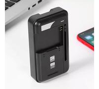 Cargador de batería universal USB-C para baterías móviles y de cámaras, carga rápida, soporte de conector lateral, diseño compacto de viaje, carga inteligente con indicadores LED