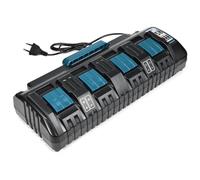 Cargador de baterías de 4 Puertos con batería Makita, 2 A, 14,4 V-18 V, Puerto USB Doble; Cargador de Repuesto, Pantalla LED Inteligente y Alarma Musical, Montaje en Pared