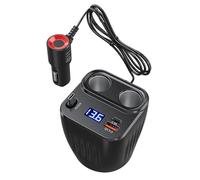 Cargador de coche - 60 W antideslizante retráctil extensión de carga con cable retráctil | 2 puertos cargador rápido para automóviles | para teléfonos móviles y baterías de coche de camiones y