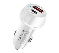 Cargador de coche - Adaptador de carga rápida de alta velocidad de 60 W con dos puertos, avanzada tecnología PD QC 3.0 Rapid Power Delivery, cargador universal tipo C USB para vehículos | con varios