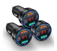 Cargador de coche, adaptador de cargador rápido de coche de 4 puertos de 65 W con PD+QC 3.0, cargador de teléfono de coche de 12 V con USB-A y USB-C, compatible con iPhone 17/16e/15 Pro Max, Samsung