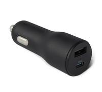 Cargador de coche Amazon Basics de carga rápida, doble puerto, 1 USB-C + 1 USB-A, 32 W, negro