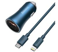 Cargador de Coche Baseus Golden Contactor Pro 40W USB-C y USB Azul
