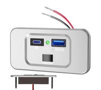 Cargador de Coche Carga Rápida Metal, Adaptador Puerto USB PD QC3, Toma Encendedor Carga Rápida para Moto, Camión, Autocaravana, Móvil, Teléfono, Tableta