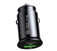 Cargador De Coche Compacto - Adaptador USB Tipo-C 3.1A 12-24V PC Incombustible Pequeña Tableta De Teléfono Ligero Y Carga Rápida | Práctica Protección Universal Contra Cortos Y