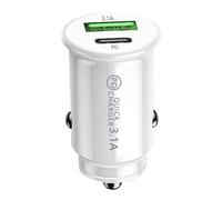 Cargador de coche compacto - Adaptador USB tipo C 3.1A 12-24V PC pequeño ligero ligero de carga rápida teléfono tablet | Práctico protector universal contra cortocircuitos contra sobrecorriente para