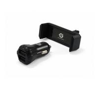 Cargador de coche Conceptronic CUSBCAR2AKIT doble USB 2A soporte móvil