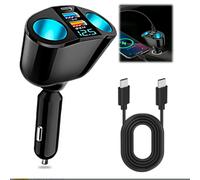 Cargador de coche de 120 W con carga súper rápida, adaptador de mechero de coche de uno a cinco enchufes de carga rápida de uno a dos e_M