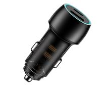 Cargador de coche de 48W Carga súper rápida Cargador de coche de metal transparente, cargador de coche de doble puerto adaptador de coche USB de alta velocidad Cargador USB de coche USB doble conector