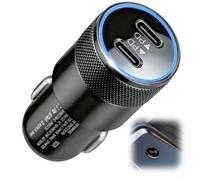 Cargador de Coche de 60 W con USB C, 2 Puertos PD, Carga rápida de 30 W, 12 V, para iPhone 16, 15, 14, 13, 12, 11 Pro MAX, Mini, Galaxy S25, S24, Huawei Pura 70, i-Pad, AirPods, Switch