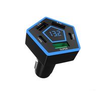 Cargador de coche de cinco puertos con soporte de carga rápida, adaptador P+USB tipo C, potencia de 250 W para carga simultánea, visualización de estado real para cada puerto