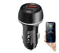 Cargador de coche de doble puerto: adaptador de carga rápida de 60 W a máxima velocidad, avanzada tecnología de entrega de potencia PD QC 3.0, cargador universal USB tipo C para vehículos | Con