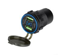 Cargador de coche Dual Tipo-C Dual USB 4-Port 132W Carga rápida para QC3.0 con protección inteligente para coche SUV Camión 12-24V Socket (azul)