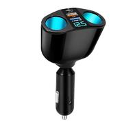 Cargador de Coche Encendedor de Cigarrillos Adaptador Divisor de Encendedor de Cigarrillos con Voltímetro LED + Doble Puerto USB + PD 20W