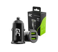 Cargador de coche - GREEN CELL - 2 x USB - 36 W - Carga rápida - Compatible con smartphones