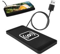 Cargador de coche inalámbrico elevado, 15 W, alfombrilla de carga rápida, antideslizante, con placa de matrícula telefonía USB cable 1,5 m para iPnon 16 15 14 13 12 11 x Samsung S22/S21 Huawei/Xiao