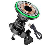 Cargador de coche inalámbrico magnético, cargador de coche abrazadera de coche - Cargador de coche soporte magnético del teléfono - 360 ° rotación soporte de carga rápida ventilación y tablero para la