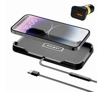 Cargador de Coche Inalámbrico, Polmxs 15W Rápido Cargador Inalámbrico Coche, Antideslizante, Horizontal Vertical con USB-C PD3.0 36 para iPhone 14/1312/12 Pro/11/X/8, Samsung S22/S21/S20/Note 10+/S10