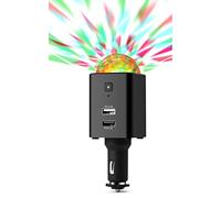 Cargador de Coche móvil Technaxx Disco con luz de Fiesta LED para Uso en Coche y al Aire Libre - Carga rápida USB-C y QC3.0, hasta 4 Horas de batería, 12 V/24 V - Cargador rápido para Coche TX-159