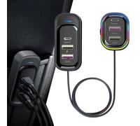 Cargador de coche multipuerto: adaptador USB súper rápido de 66 W, cargador de coche con extensión multipuerto, estación de carga para múltiples dispositivos | Vehículo de patrulla de polos