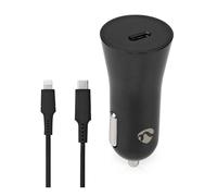 Cargador de coche Nedis 20 W 1,67 2,22 3,0 A - Número de salidas: 1, Tipo de puerto: USB-C™, Cable Lightning de 8 pines (suelto), Selección automática de voltaje