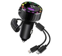 Cargador de coche para teléfono móvil, cargador rápido para coche, adaptador de 2 puertos con cable en espiral, cargador de coche de carga rápida para la mayoría de teléfonos y tabletas, cargadores de