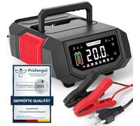 Cargador de coche profesional 12 V/24 V, 20 A, cargador inteligente para coche con corriente ajustable, carga de 9 niveles y modo de reparación para coche, moto, camión, plomo