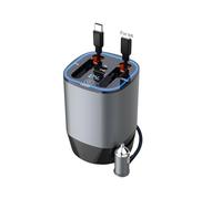 Cargador de coche rápido - Adaptador de vehículo multipuerto de 100 W con pantalla LED y cables integrados | Líneas de carga retráctiles dobles, difusor para viajes largos, Fuente de
